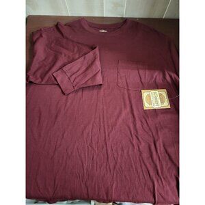Mens Pocket T-Shirt size 3XL Maroon Red Long Sleeve Crew Neck CE Schmidt Workwea